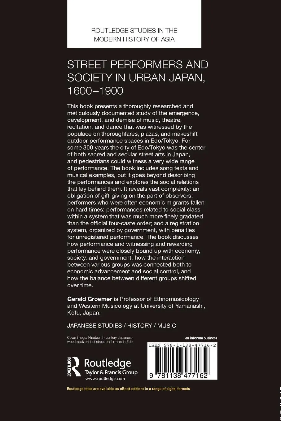 Rückseite: 9781138477162 | Street Performers and Society in Urban Japan, 1600-1900 | Groemer