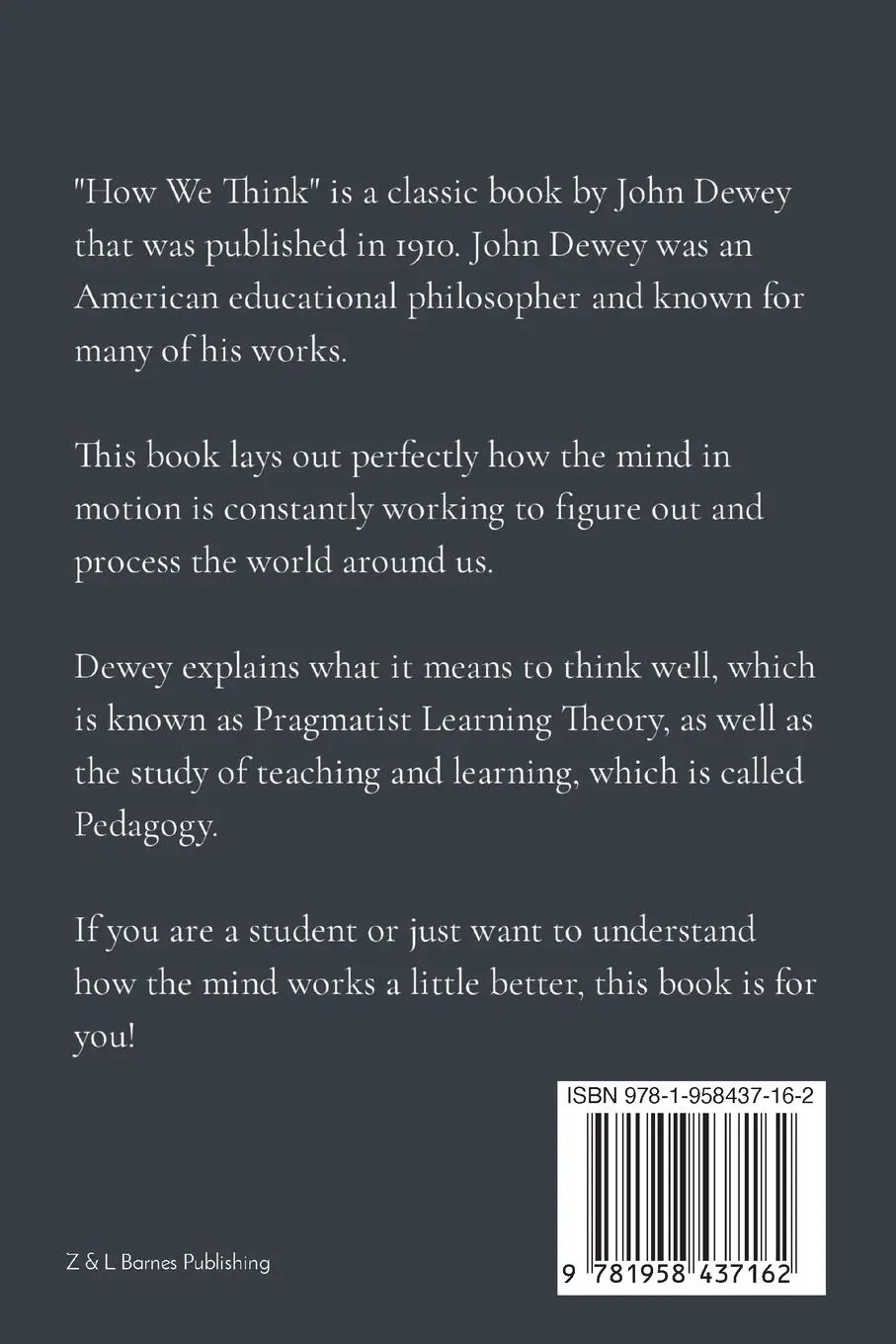 Rückseite: 9781958437162 | How We Think | John Dewey | Taschenbuch | Englisch | 2022