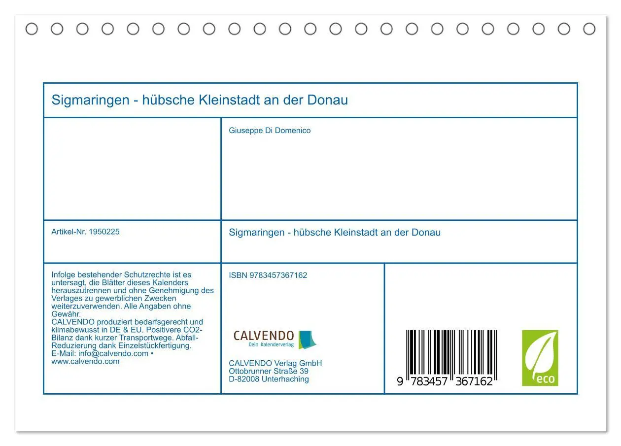 Bild: 9783457367162 | Sigmaringen - hübsche Kleinstadt an der Donau (Tischkalender 2026...