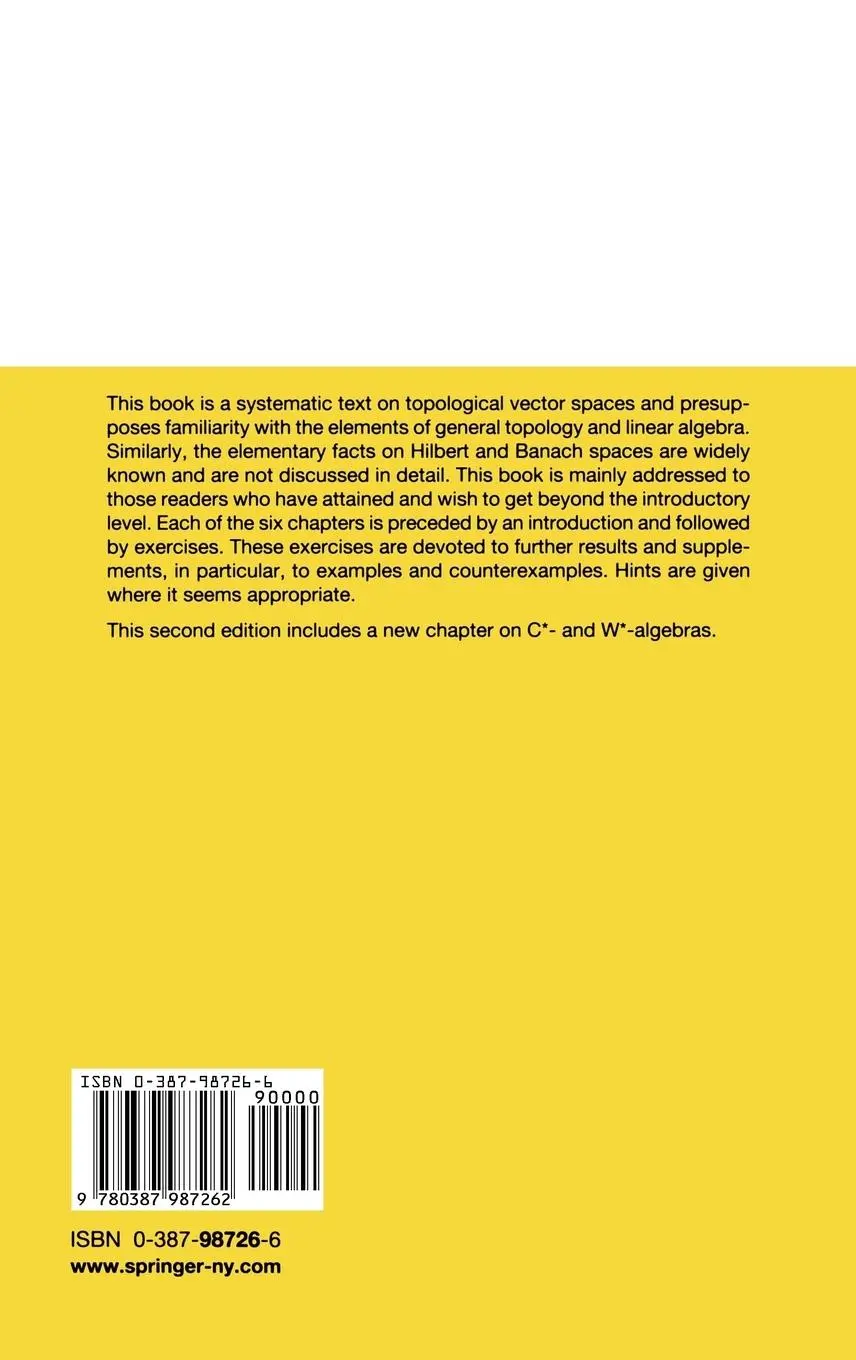 Rückseite: 9780387987262 | Topological Vector Spaces | H. H. Schaefer | Buch | xii | Englisch