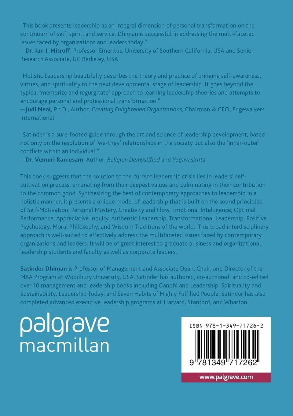 Rückseite: 9781349717262 | Holistic Leadership | A New Paradigm for Today's Leaders | Dhiman | xi