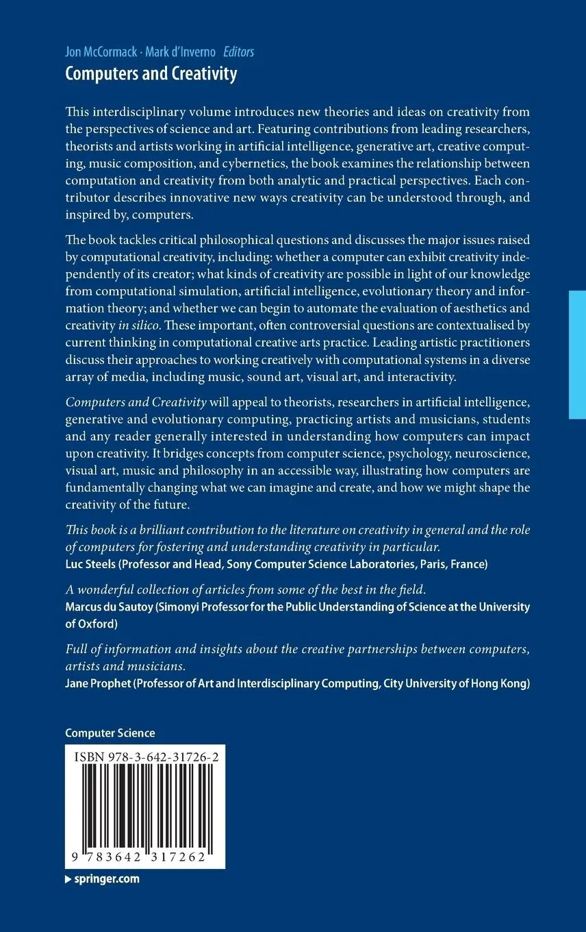 Rückseite: 9783642317262 | Computers and Creativity | Mark D'Inverno (u. a.) | Buch | xxiv | 2012