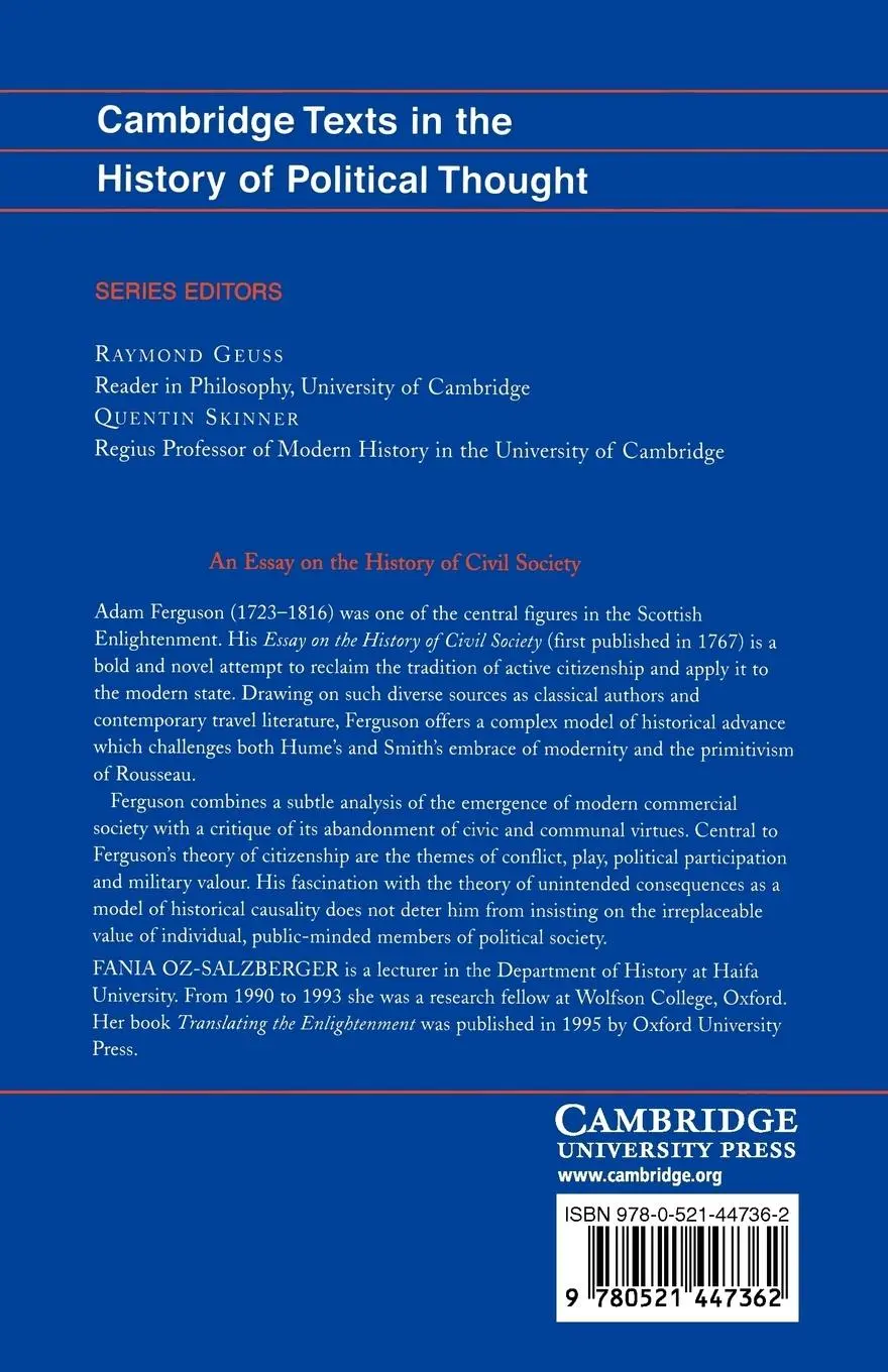 Rückseite: 9780521447362 | Ferguson | An Essay on the History of Civil Society | Ferguson (u. a.)