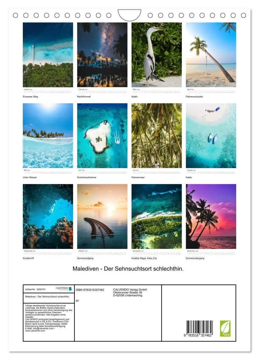 Bild: 9783516357462 | Malediven - Der Sehnsuchtsort schlechthin. (Wandkalender 2026 DIN...