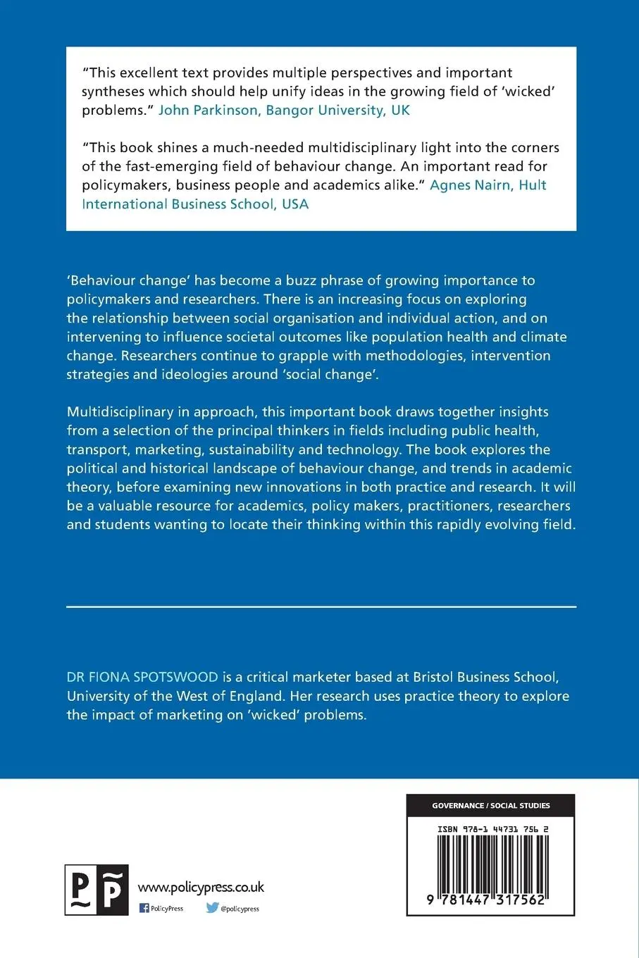 Rückseite: 9781447317562 | Beyond behaviour change | Fiona Spotswood | Taschenbuch | Englisch