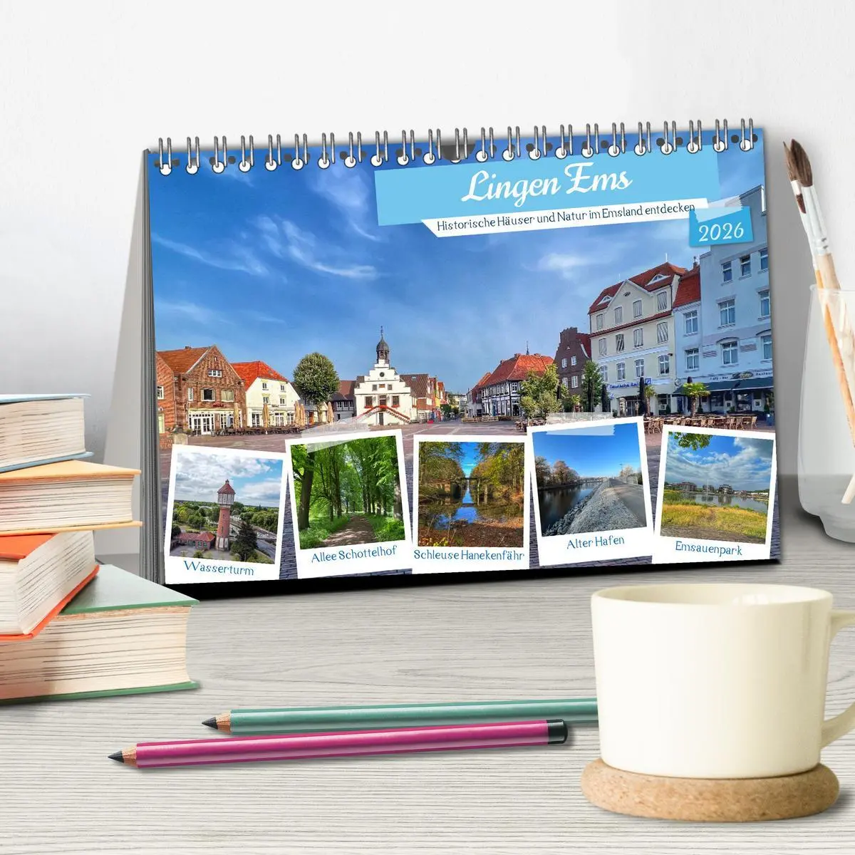 Bild: 9783457497562 | Lingen Ems (Tischkalender 2026 DIN A5 quer), CALVENDO Monatskalender