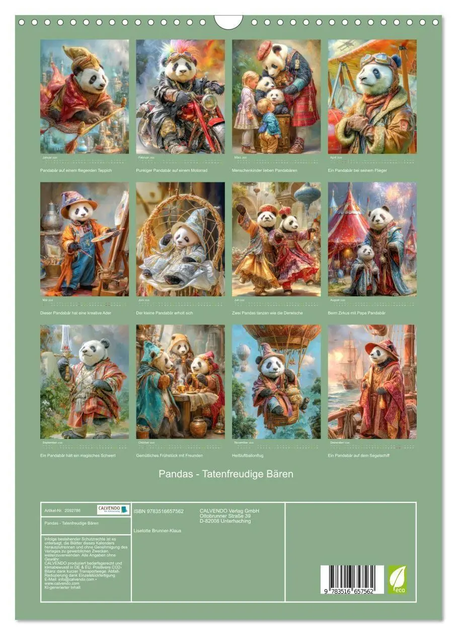 Bild: 9783516657562 | Pandas - Tatenfreudige Bären (Wandkalender 2026 DIN A3 hoch),...