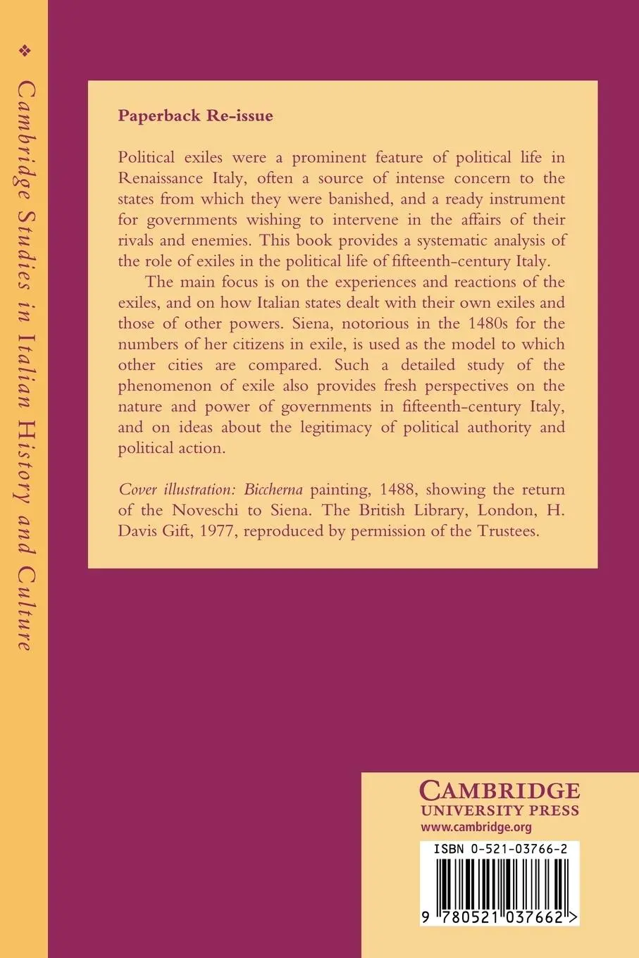 Rückseite: 9780521037662 | The Politics of Exile in Renaissance Italy | Christine Shaw | Buch