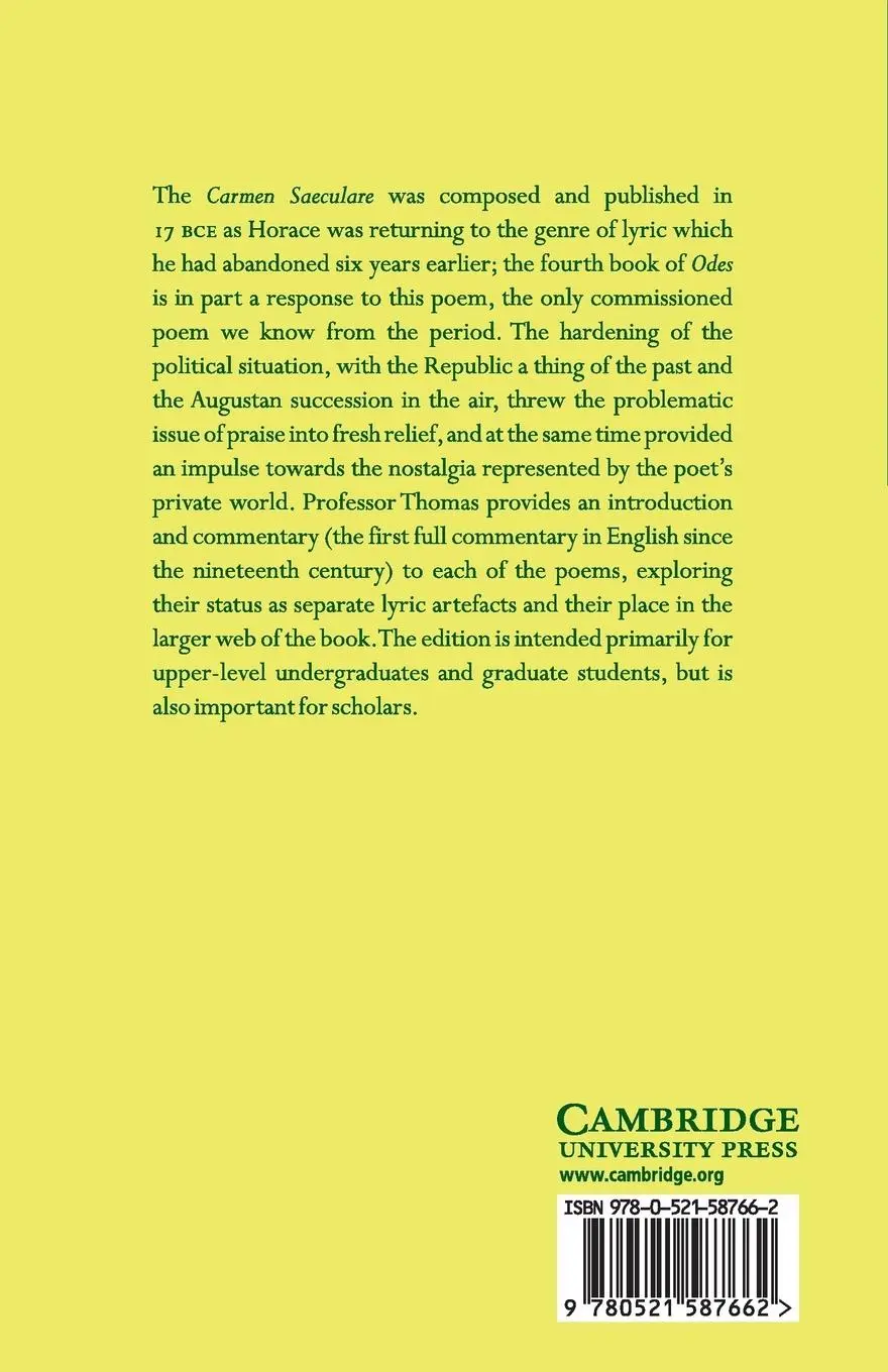 Rückseite: 9780521587662 | Horace | Odes IV and Carmen Saeculare | Horace | Taschenbuch | 2015