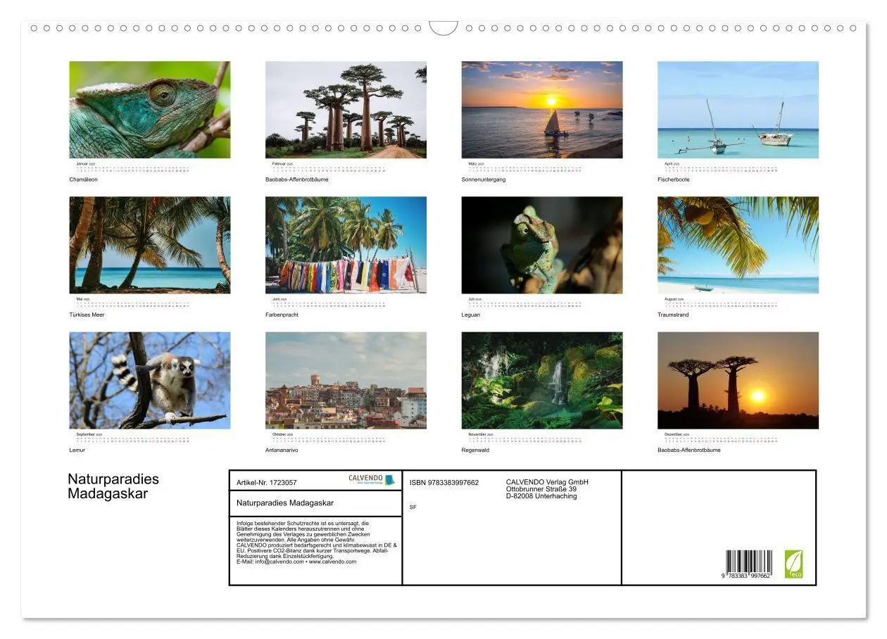 Bild: 9783383997662 | Naturparadies Madagaskar (Wandkalender 2025 DIN A2 quer), CALVENDO...