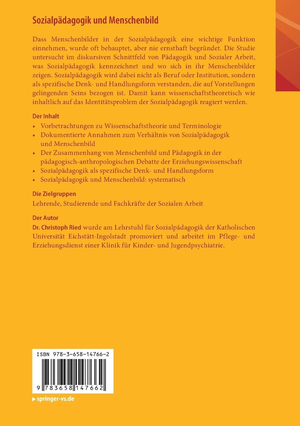 Rückseite: 9783658147662 | Sozialpädagogik und Menschenbild | Christoph Ried | Taschenbuch | 2017
