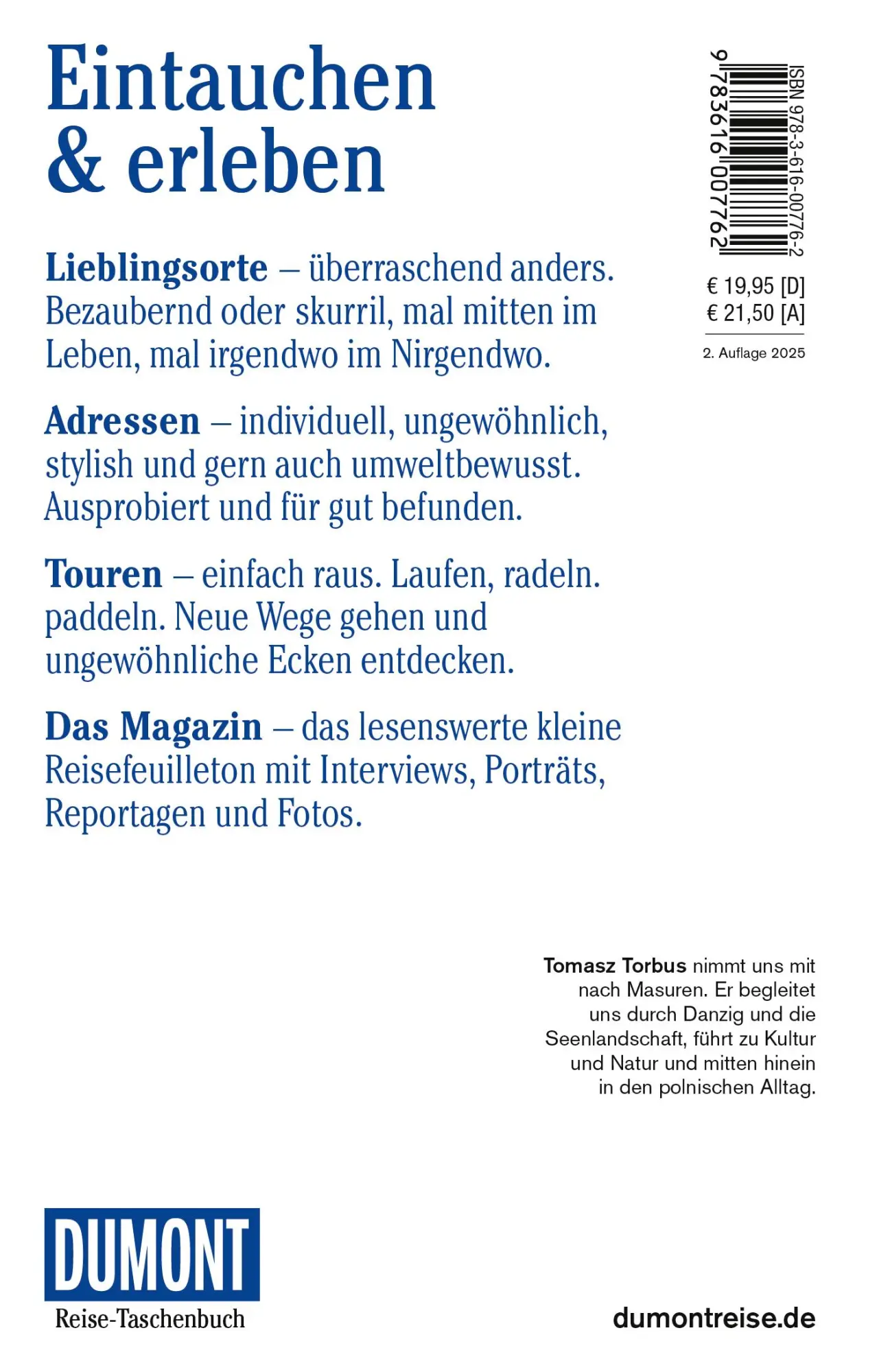 Rückseite: 9783616007762 | DUMONT Reise-Taschenbuch Reiseführer Masuren, Danzig, Marienburg