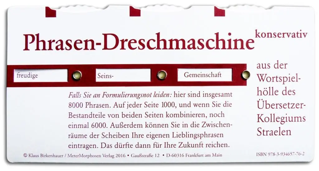 Bild: 9783934657762 | Phrasendreschmaschine | Die ultimative Formulierungshilfe | Spiel