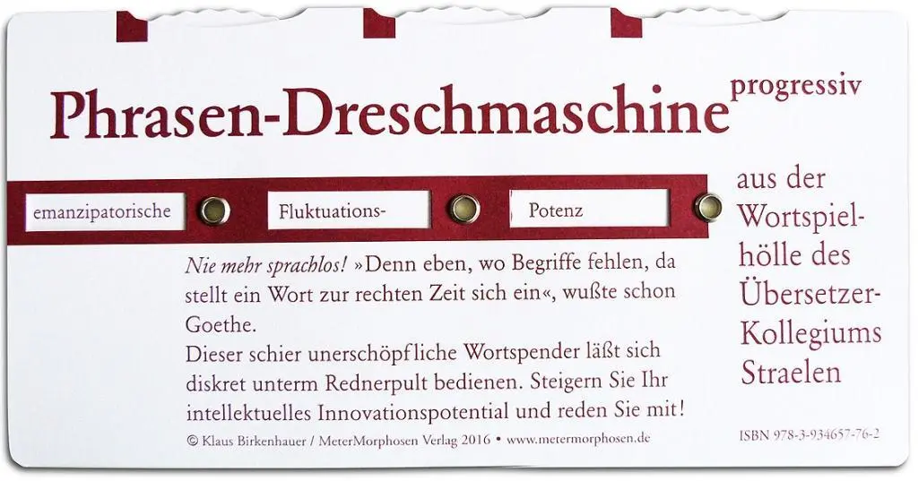 Bild: 9783934657762 | Phrasendreschmaschine | Die ultimative Formulierungshilfe | Spiel