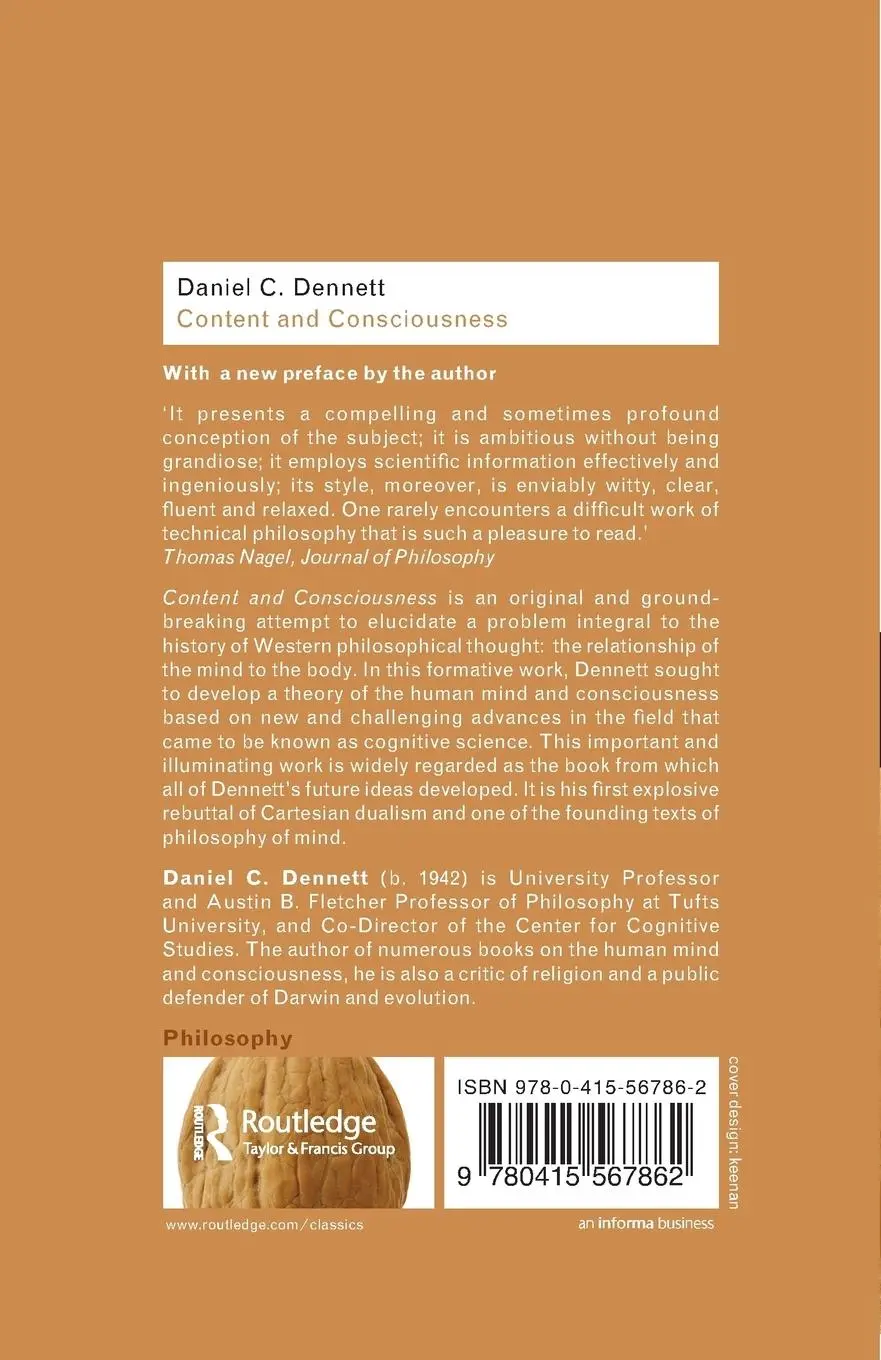 Rückseite: 9780415567862 | Content and Consciousness | Daniel C. Dennett | Taschenbuch | Englisch