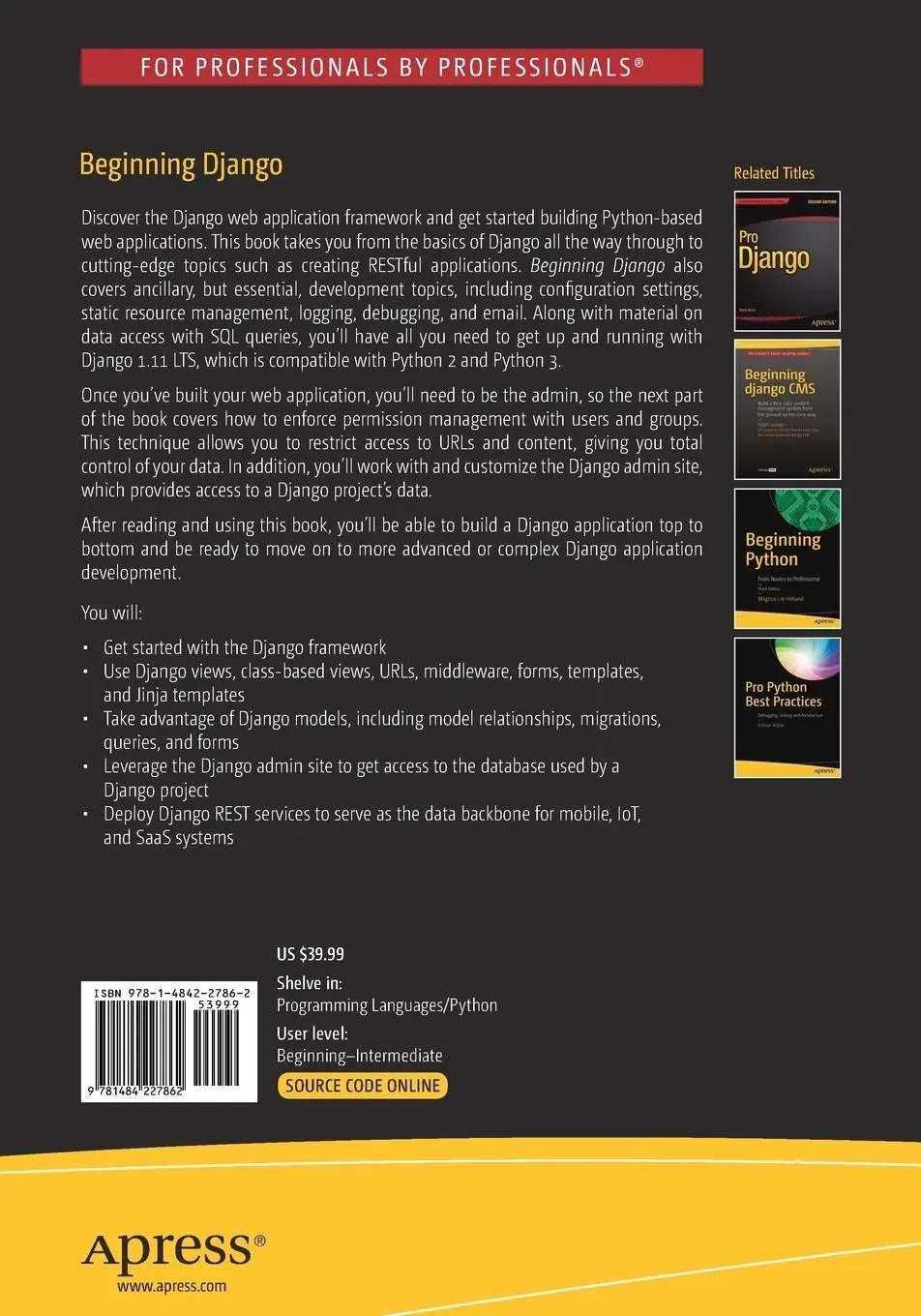 Rückseite: 9781484227862 | Beginning Django | Daniel Rubio | Taschenbuch | xxvii | Englisch