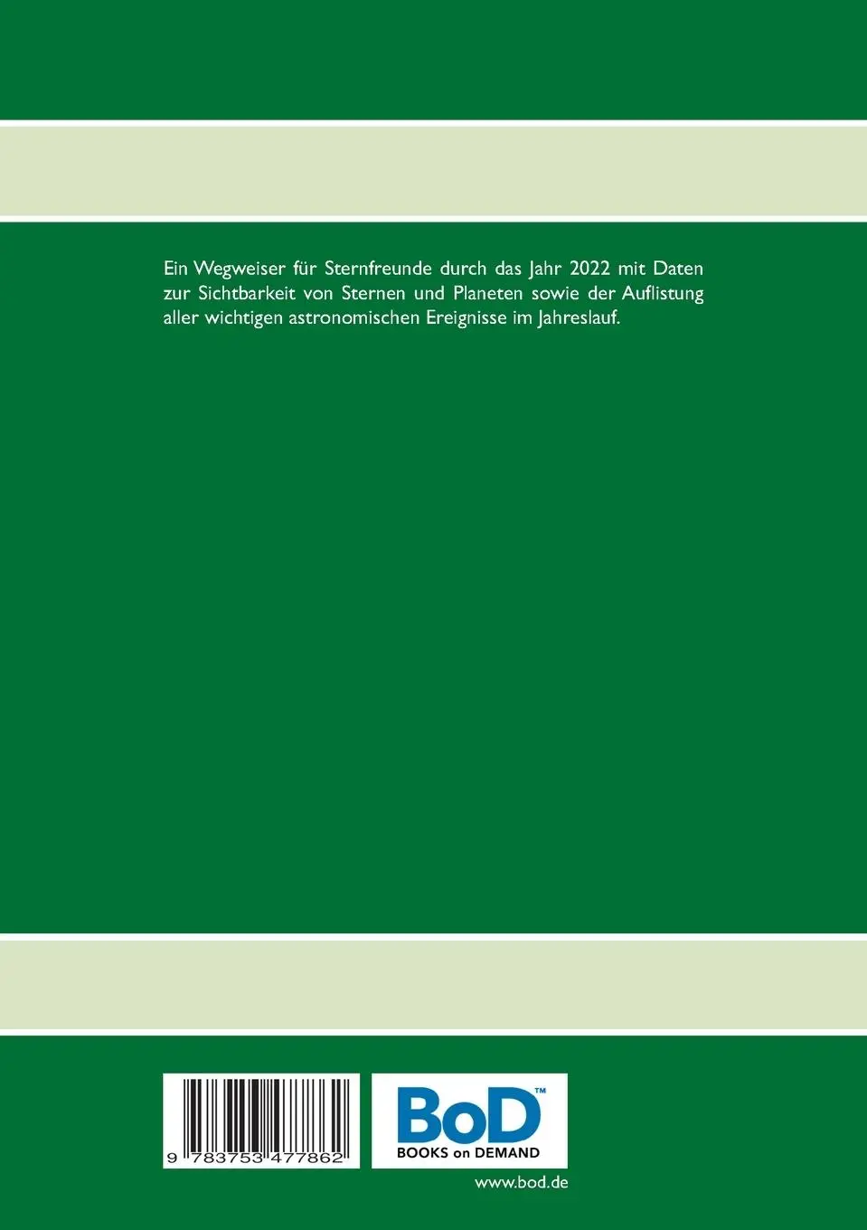 Rückseite: 9783753477862 | Astrolutz 2022 | Astronomisches Jahrbuch für 2022 | Harald Lutz | Buch