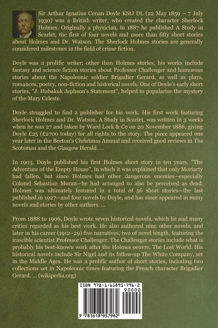 Rückseite: 9781618957962 | A Study in Scarlet | Arthur Conan Doyle | Taschenbuch | Englisch