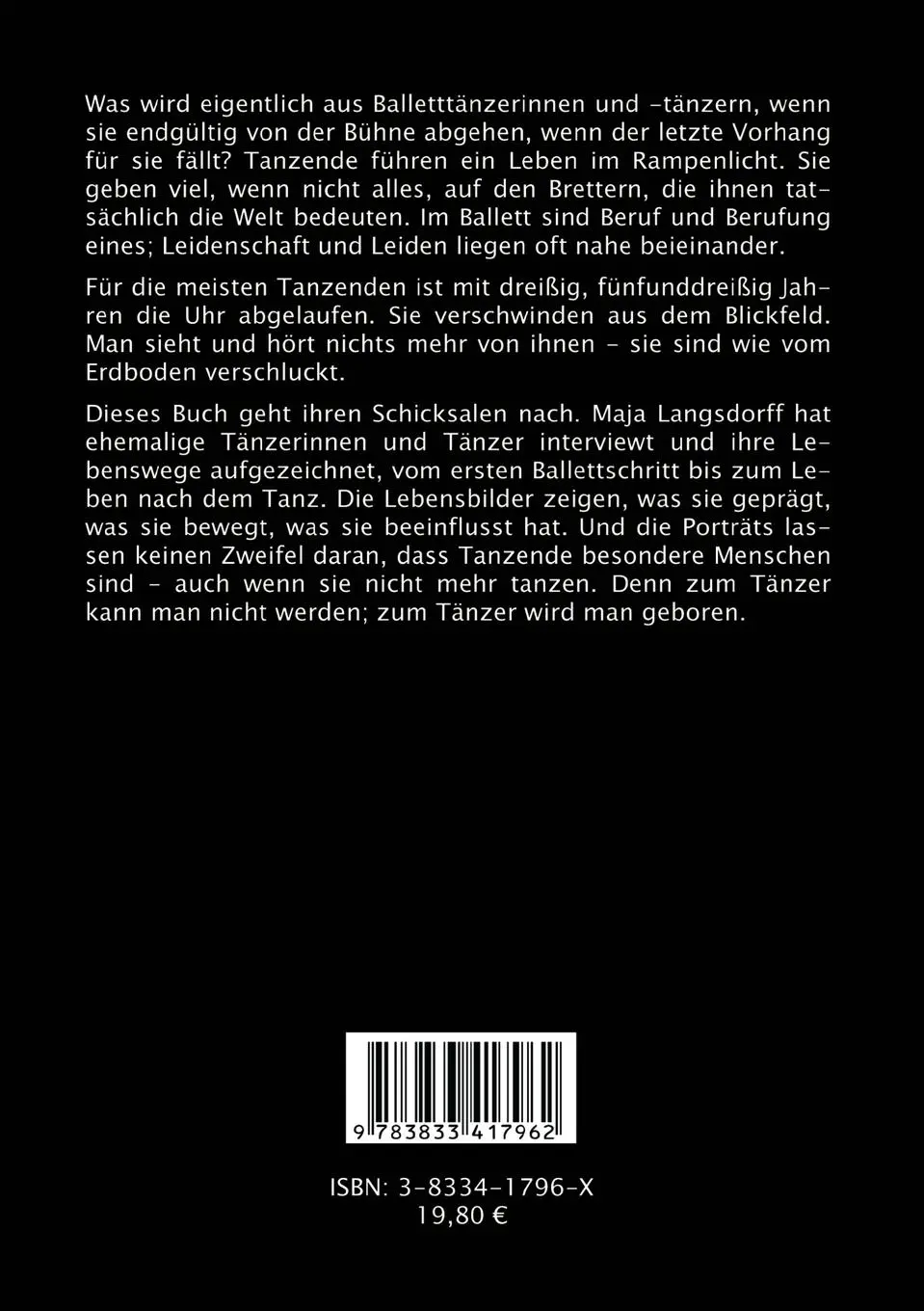 Rückseite: 9783833417962 | Ballett - und dann? | Lebensbilder von Tänzern, die nicht mehr tanzen