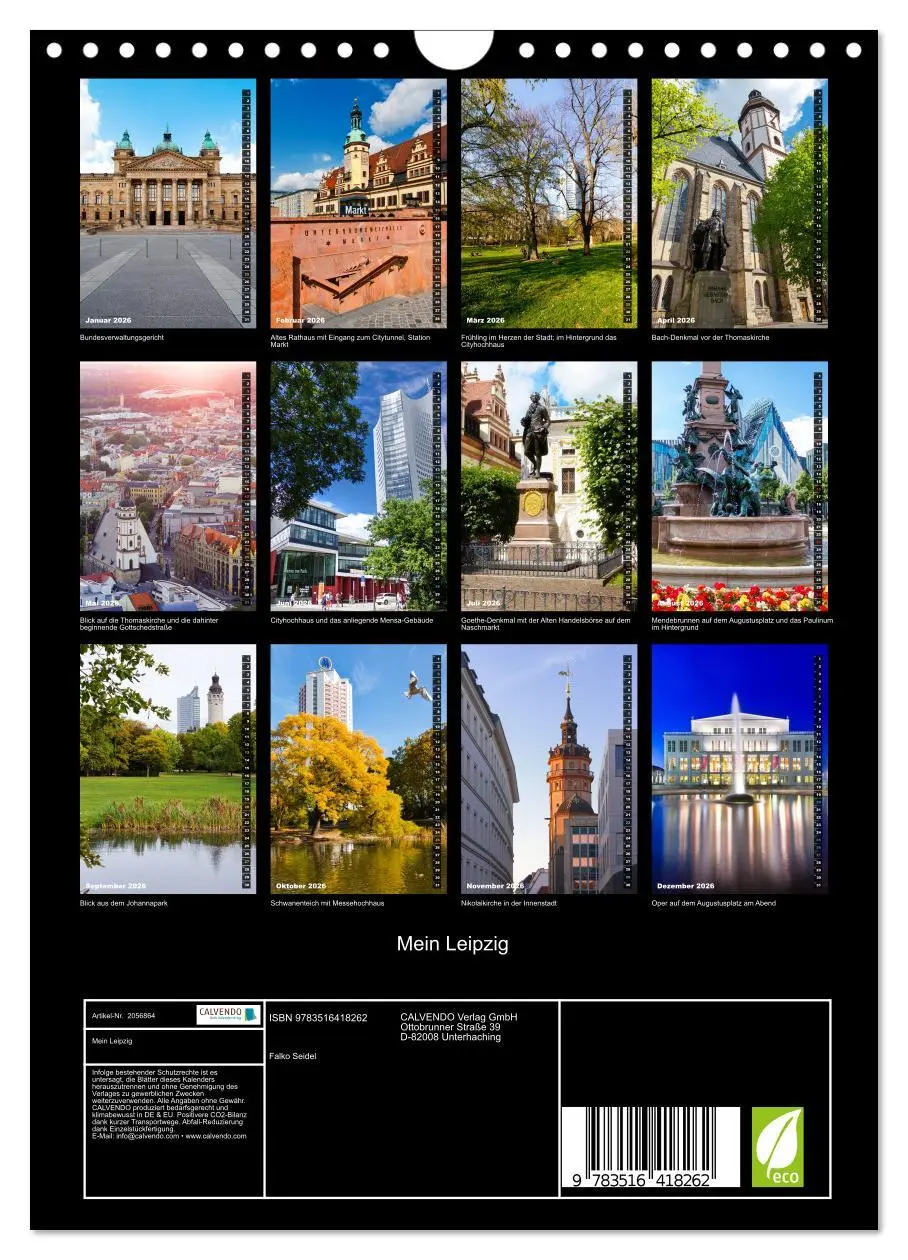 Bild: 9783516418262 | Mein Leipzig (Wandkalender 2026 DIN A4 hoch), CALVENDO Monatskalender