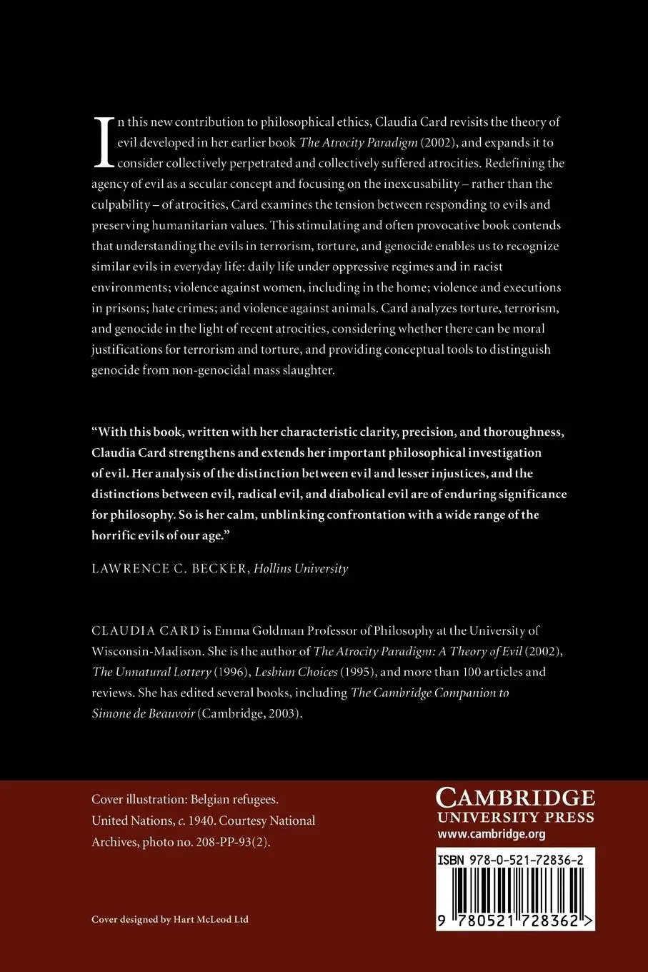 Rückseite: 9780521728362 | Confronting Evils | Terrorism, Torture, Genocide | Claudia Card | Buch
