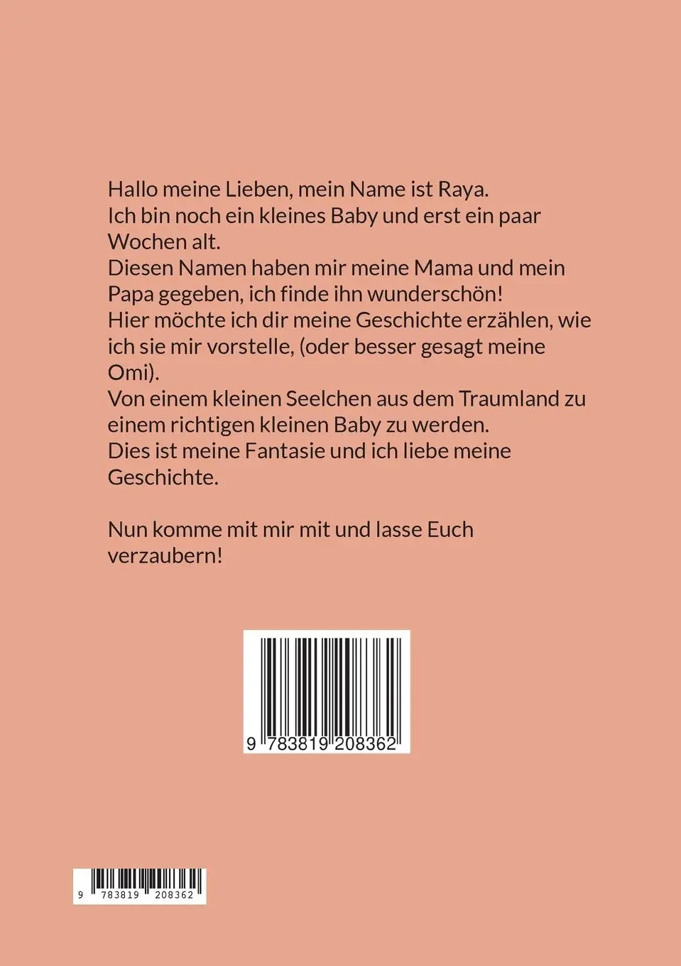 Rückseite: 9783819208362 | Raya´s | Fantasyreise zur Geburt | Tanja Doerr | Taschenbuch | 36 S.