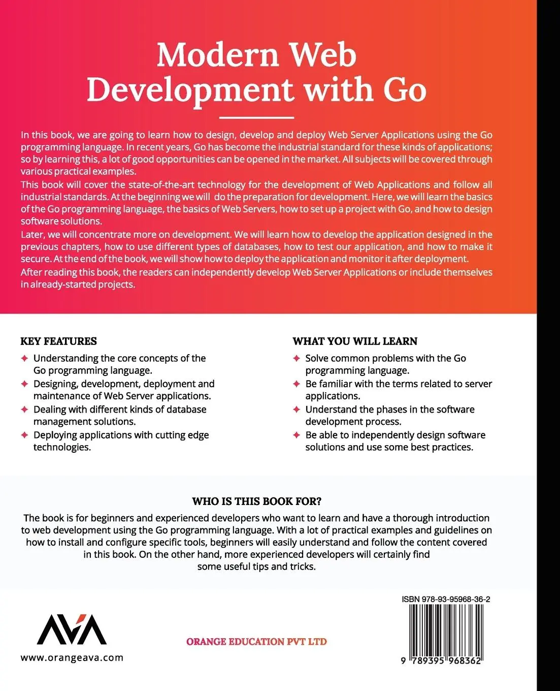 Rückseite: 9789395968362 | Modern Web Development with Go | Du¿an Stojanovi¿ | Taschenbuch | 2023