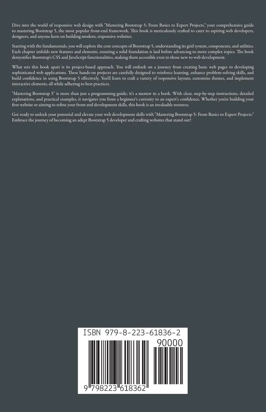Rückseite: 9798223618362 | Mastering Bootstrap 5 | From Basics to Expert Projects | Taschenbuch