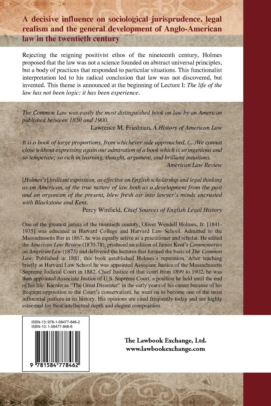 Rückseite: 9781584778462 | The Common Law | Oliver Wendell Jr. Holmes | Taschenbuch | Englisch