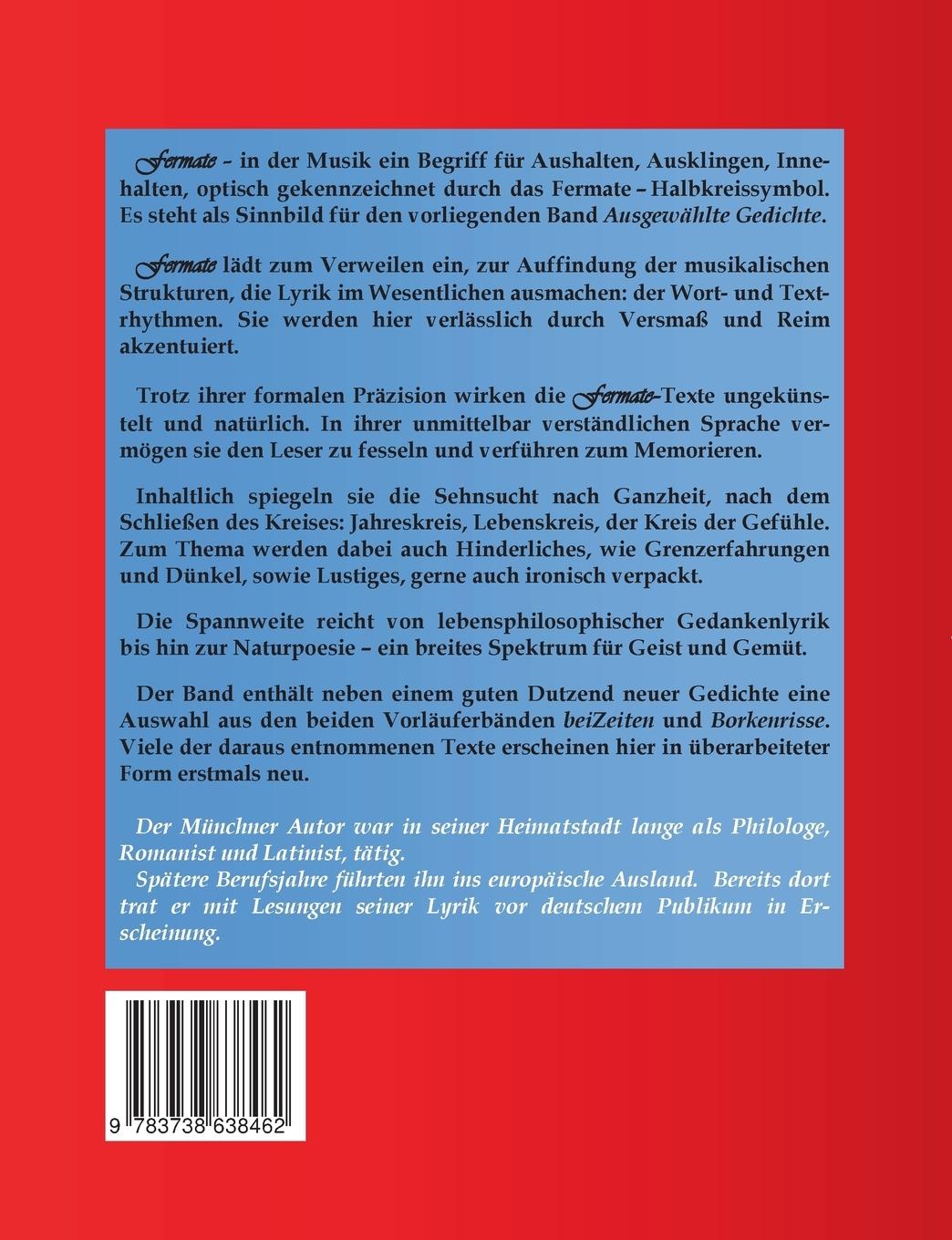 Rückseite: 9783738638462 | Fermate | Ausgewählte Gedichte | Wolfgang Knittel | Taschenbuch | 2016