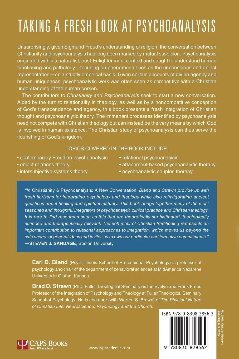 Rückseite: 9780830828562 | Christianity &amp; Psychoanalysis | A New Conversation | Bland (u. a.)