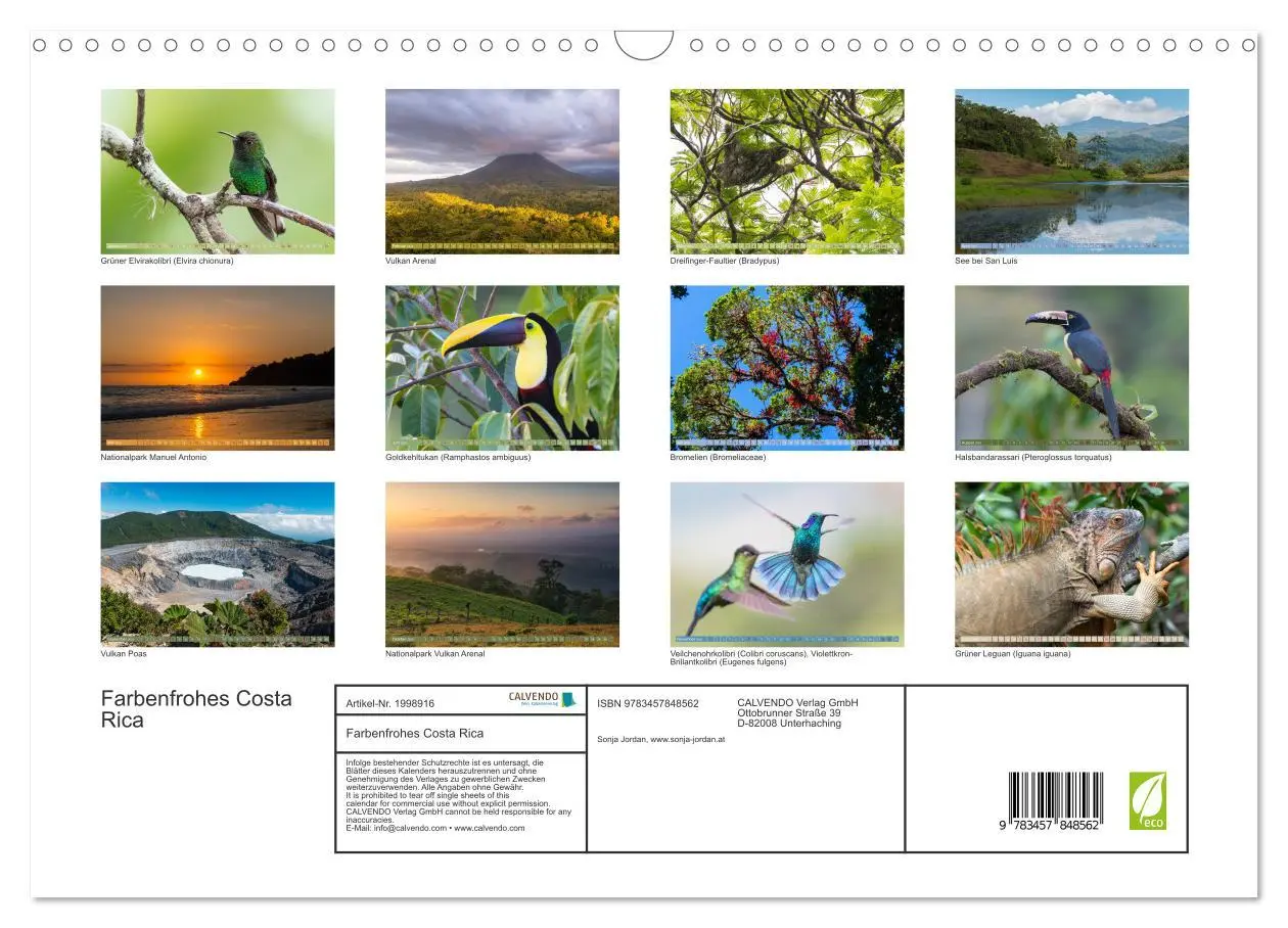 Bild: 9783457848562 | Farbenfrohes Costa Rica (Wandkalender 2026 DIN A3 quer), CALVENDO...