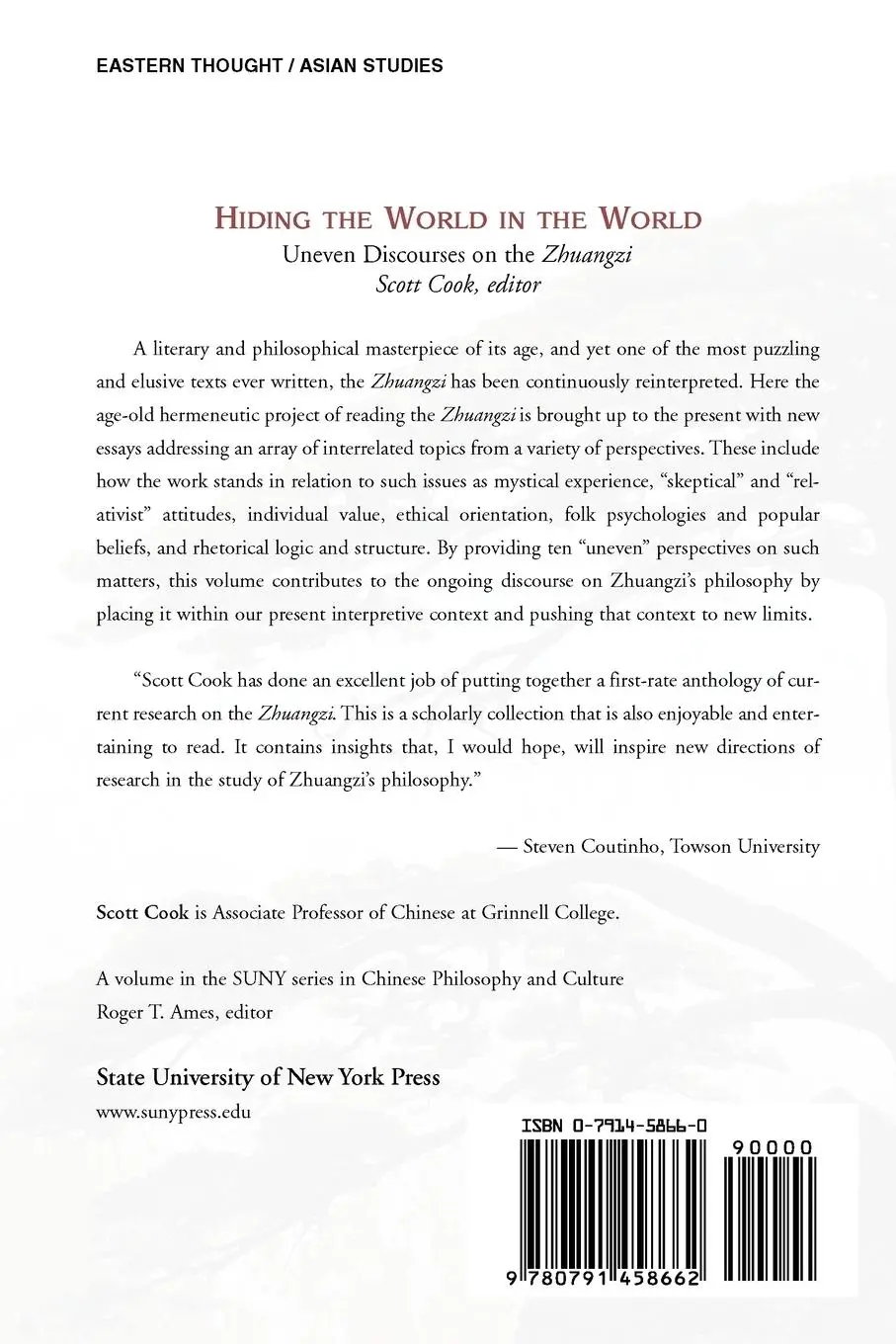 Rückseite: 9780791458662 | Hiding the World in the World | Uneven Discourses on the Zhuangzi