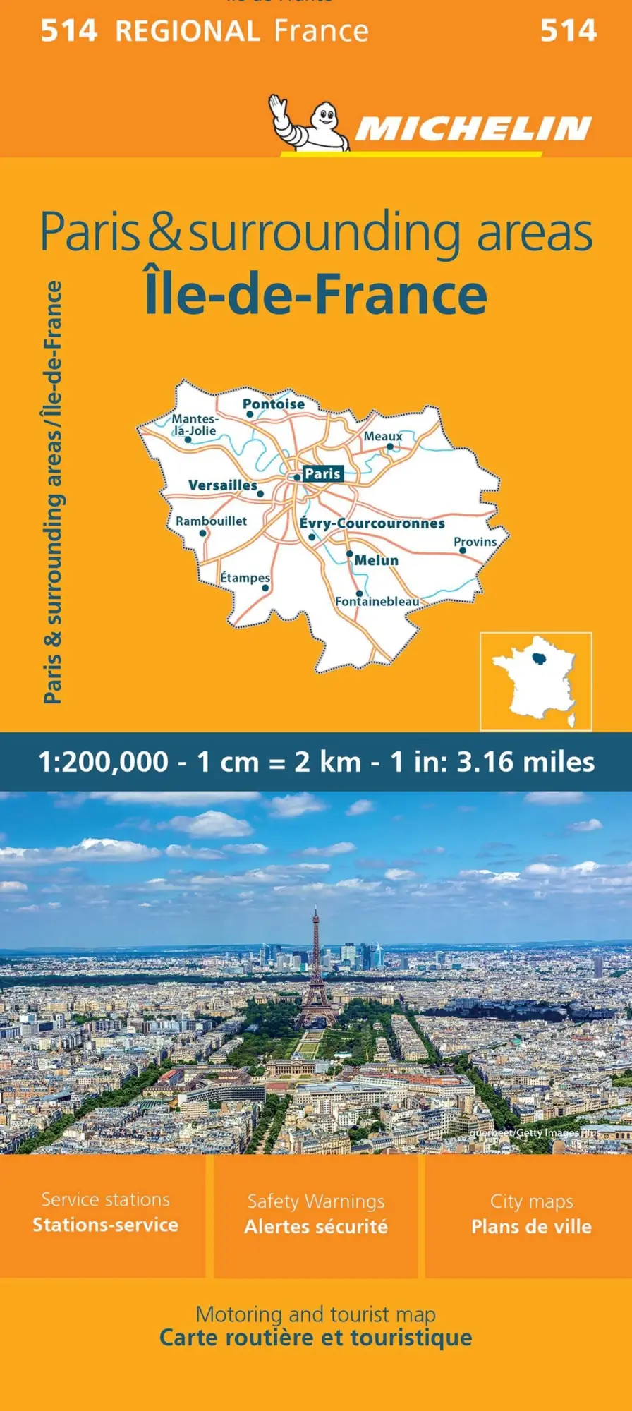 Cover: 9782067258662 | Michelin Ile de France | Straßen- und Tourismuskarte 1:200.000 | 1 S.