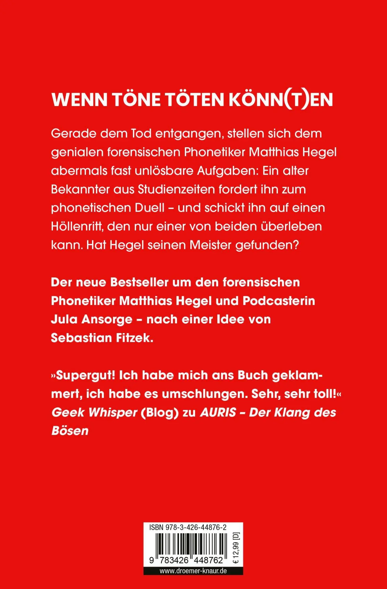 Rückseite: 9783426448762 | Tödlicher Schall | Vincent Kliesch | Taschenbuch | 320 S. | Deutsch