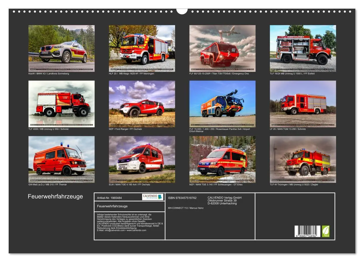 Bild: 9783457518762 | Feuerwehrfahrzeuge (Wandkalender 2026 DIN A2 quer), CALVENDO...