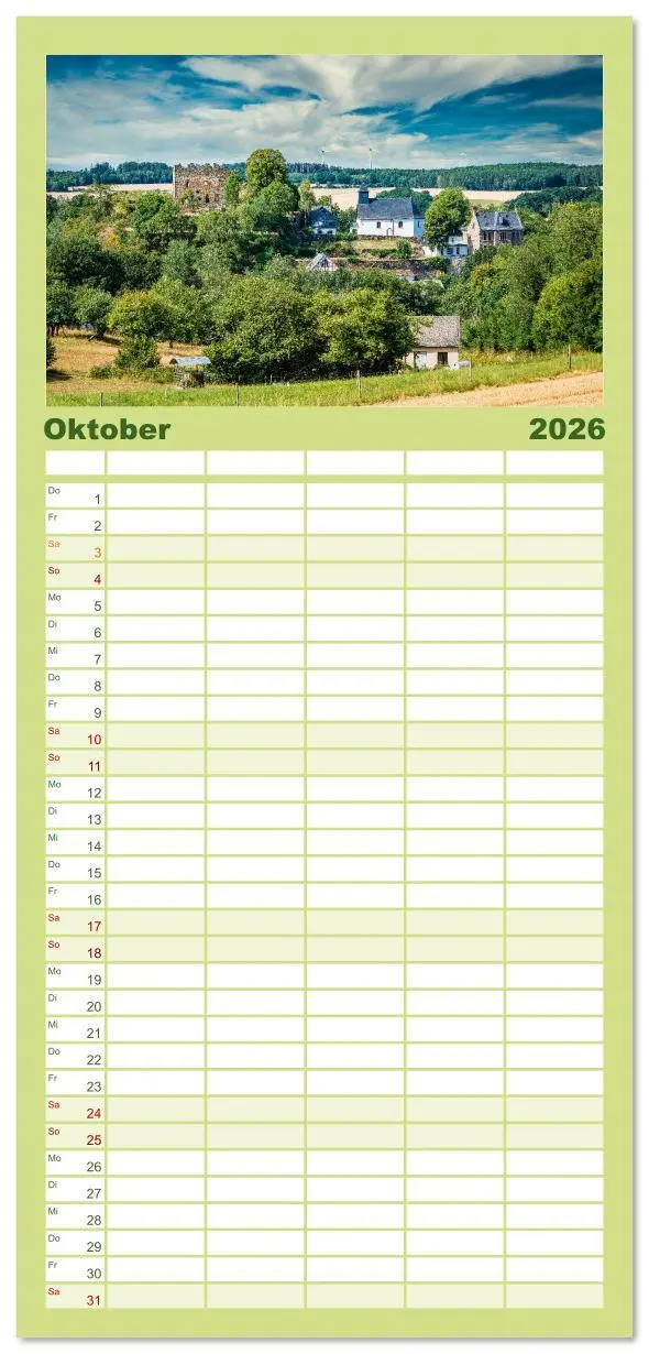 Bild: 9783516608762 | Familienplaner 2026 - Burgen des Hunsrücks mit 5 Spalten...