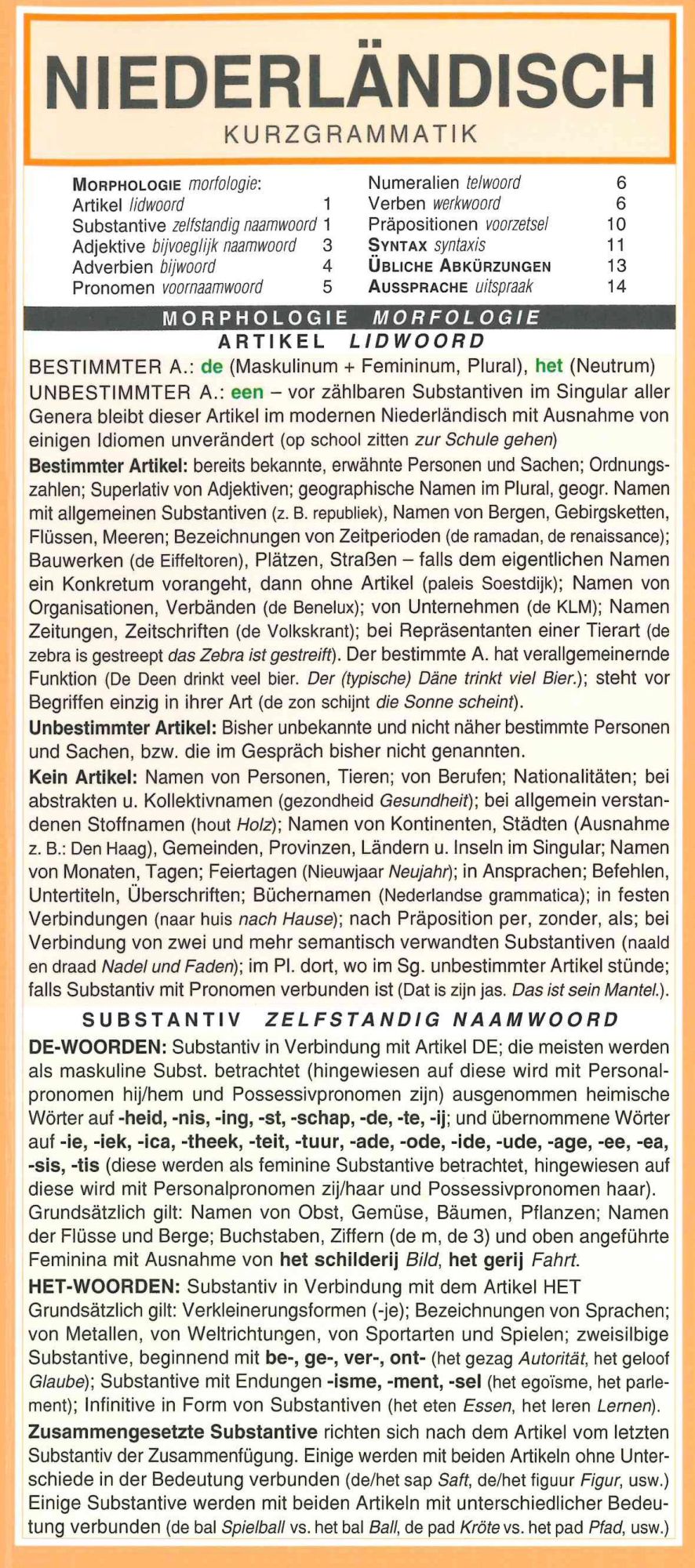 Cover: 9783804488762 | Leporello: Niederländisch Kurzgrammatik - Die komplette Grammatik...