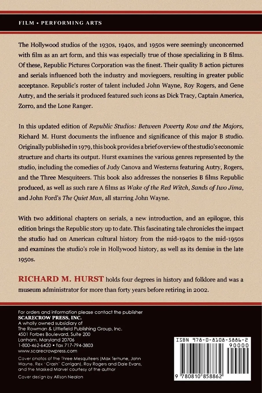 Rückseite: 9780810858862 | Republic Studios | Beyond Poverty Row and the Majors | Hurst | Buch
