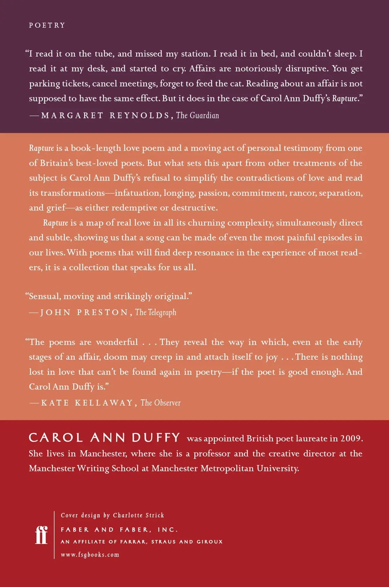 Rückseite: 9780865478862 | Rapture | Carol Ann Duffy | Taschenbuch | Englisch | 2013