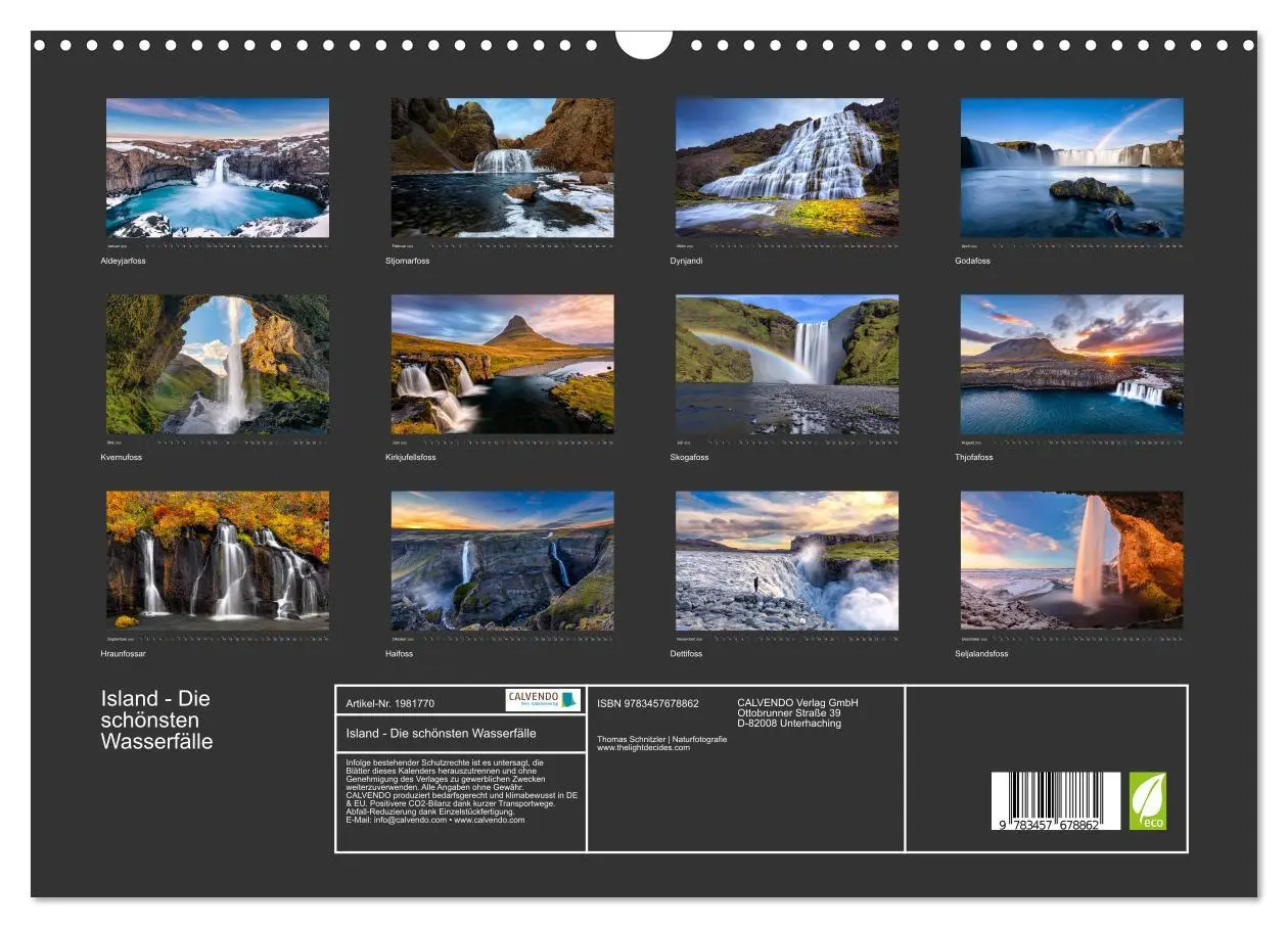 Bild: 9783457678862 | Island - Die schönsten Wasserfälle (Wandkalender 2026 DIN A3 quer),...
