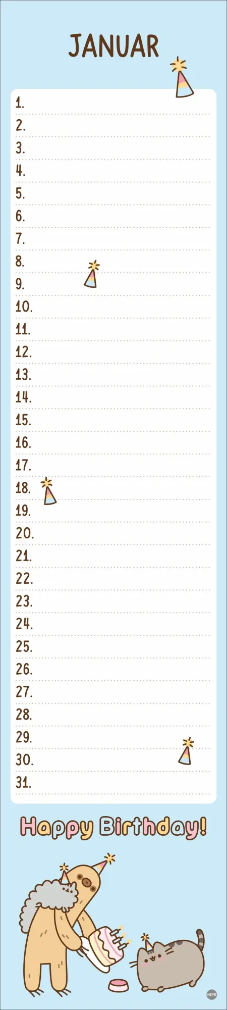 Bild: 9783756408962 | Pusheen Geburtstagskalender Langplaner | Kalender | Spiralbindung