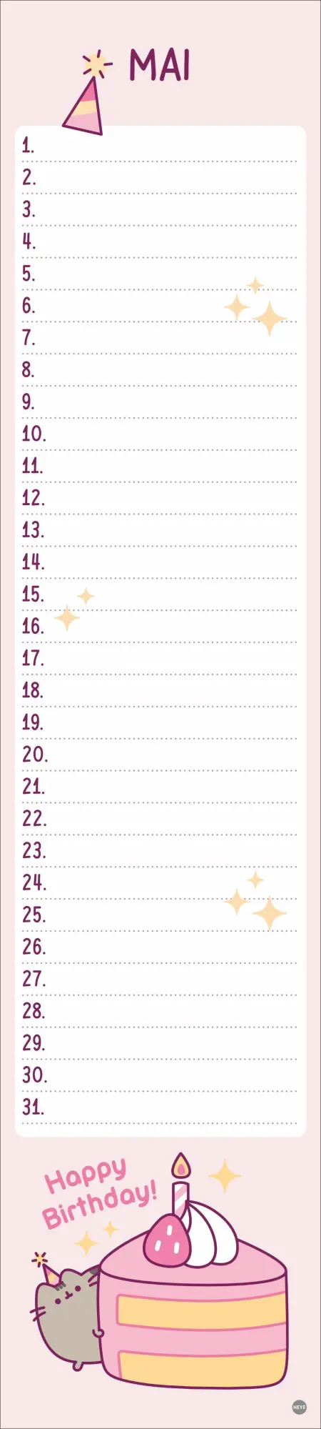 Bild: 9783756408962 | Pusheen Geburtstagskalender Langplaner | Kalender | Spiralbindung