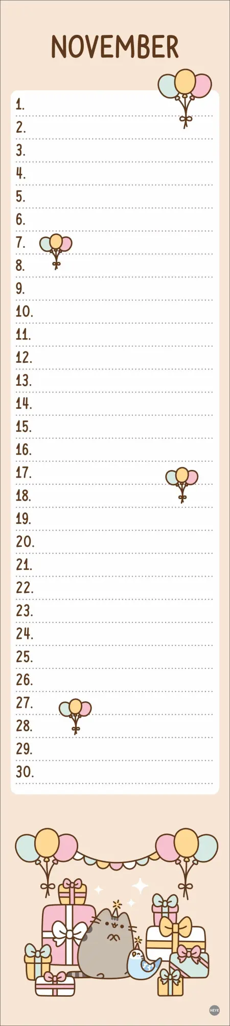 Bild: 9783756408962 | Pusheen Geburtstagskalender Langplaner | Kalender | Spiralbindung