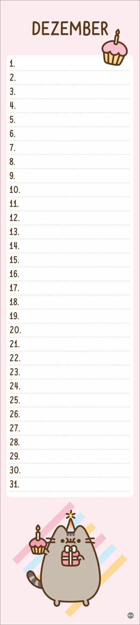 Bild: 9783756408962 | Pusheen Geburtstagskalender Langplaner | Kalender | Spiralbindung