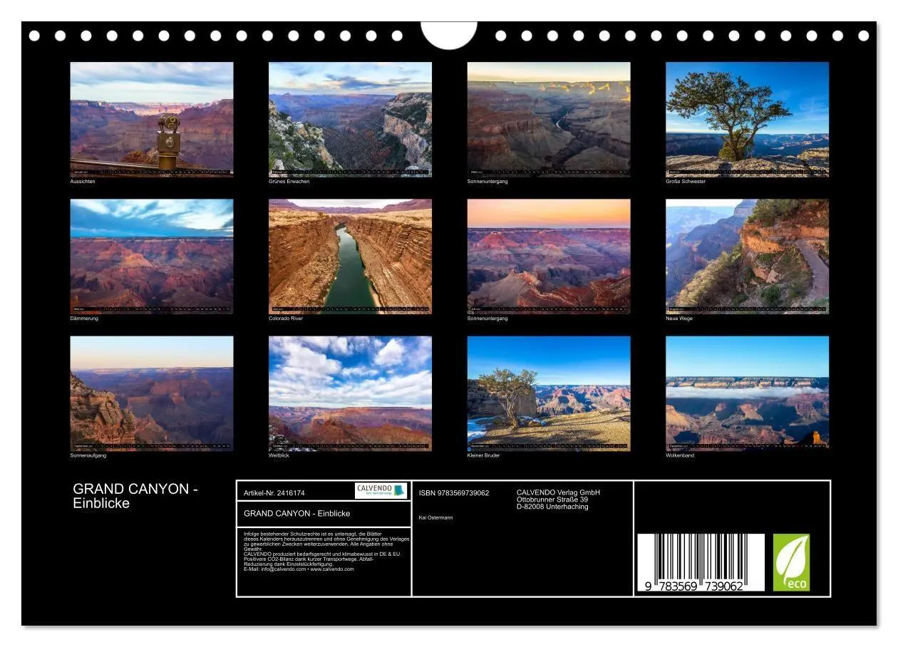 Bild: 9783569739062 | GRAND CANYON - Einblicke (Wandkalender 2027 DIN A4 quer), CALVENDO...