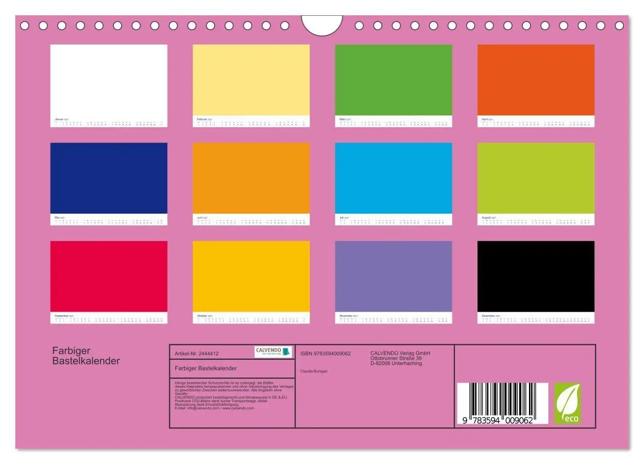 Bild: 9783594009062 | Farbiger Bastelkalender (Wandkalender 2027 DIN A4 quer), CALVENDO...