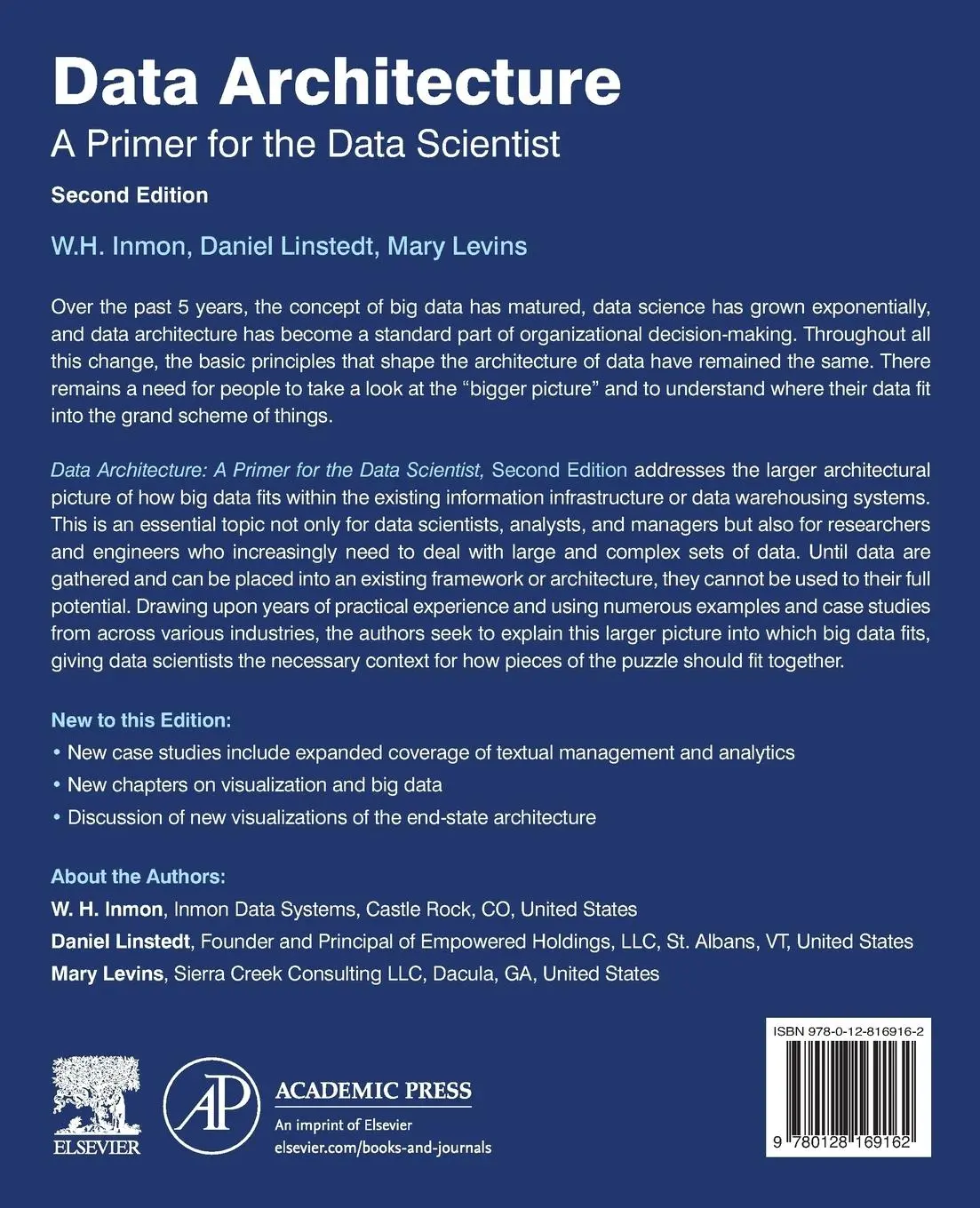 Rückseite: 9780128169162 | Data Architecture: A Primer for the Data Scientist | Linstedt (u. a.)
