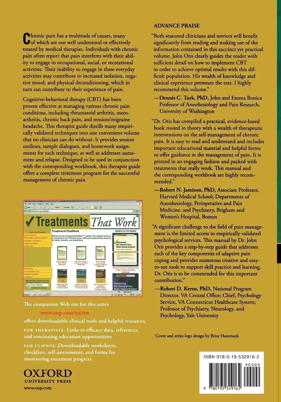 Rückseite: 9780195329162 | Managing Chronic Pain | A Cognitive-Behavioral Therapy Approach | Otis