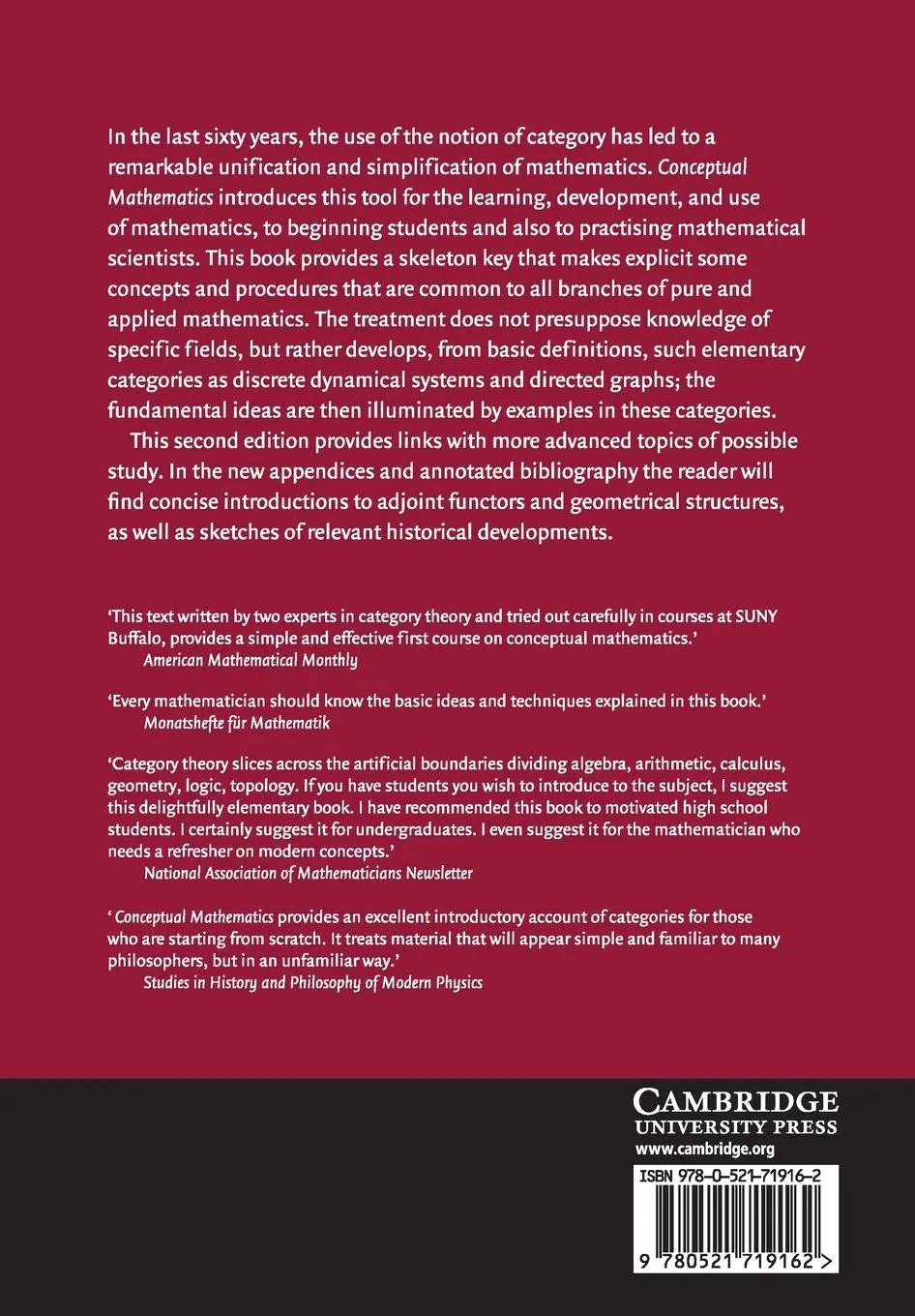 Rückseite: 9780521719162 | Conceptual Mathematics | F. William Lawvere (u. a.) | Taschenbuch